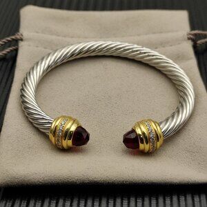 NEW Gold-plated Sterling Silver and Red Diamond Bracelet 7mm
